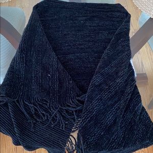 Super soft black fringe poncho